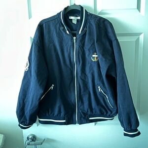 Vintage Limited navy blue international style preppy sailing style windbreaker.